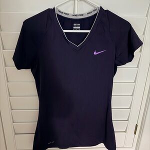 Nike Pro V Neck Dry Fit Exercise Workout Active Top Good Condition